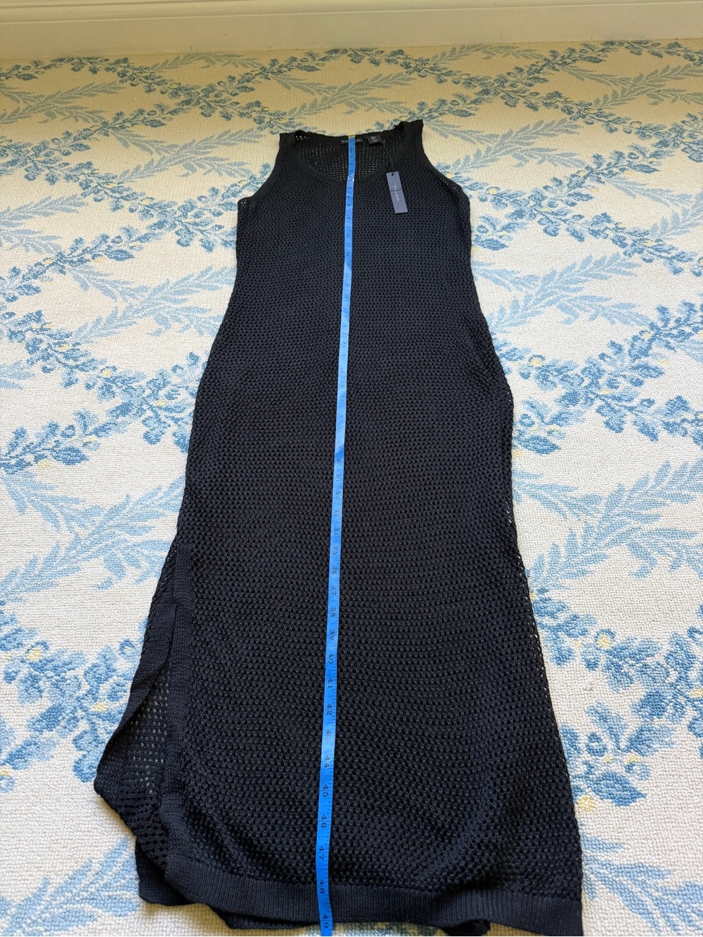 NWT Tahari Black Open Knit Crochet Maxi Dress Swim Cover Up Small - Picture 3 of 6